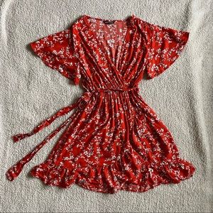 Red Shein wrapped summer dress